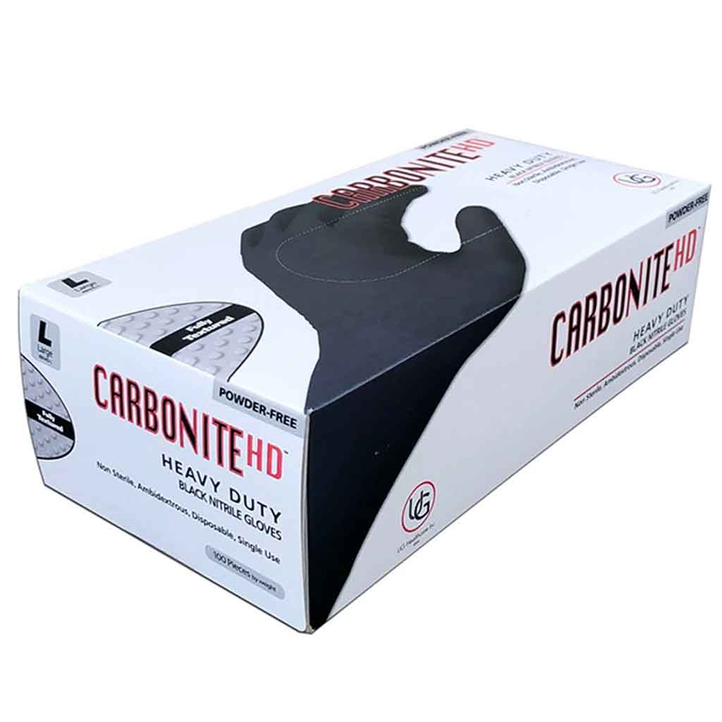 Carbonite HD Nitrile Gloves, 8 mil Poke-Protect Black