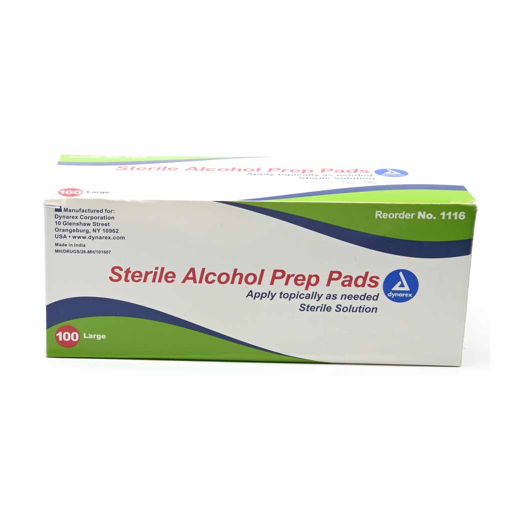 Alcohol Prep Pads, Large Sterile Dynarex