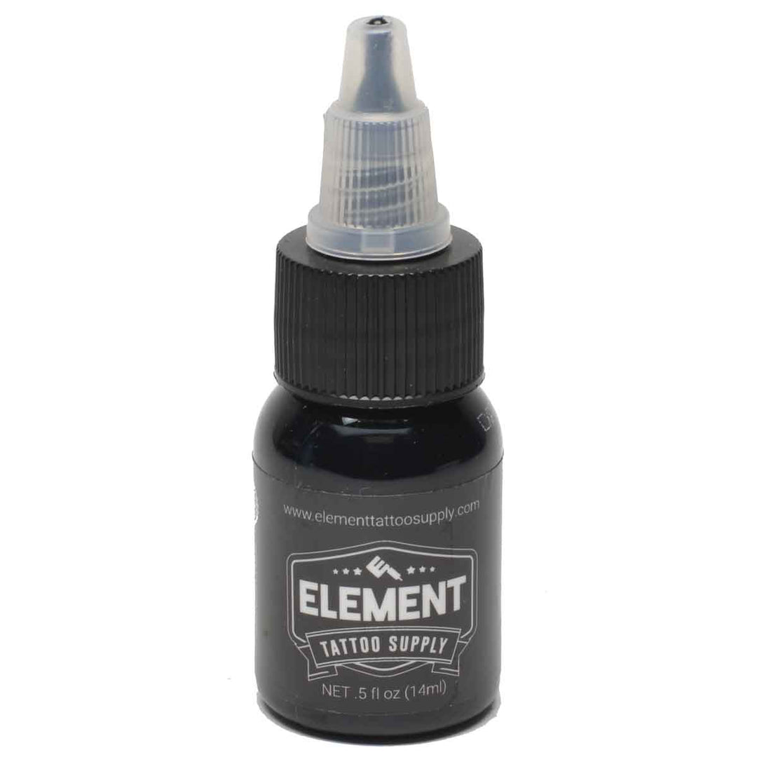 Element Tattoo Supply's half ounce phantom black TATTOO INK with a twist top on a white background photo of the bottle
