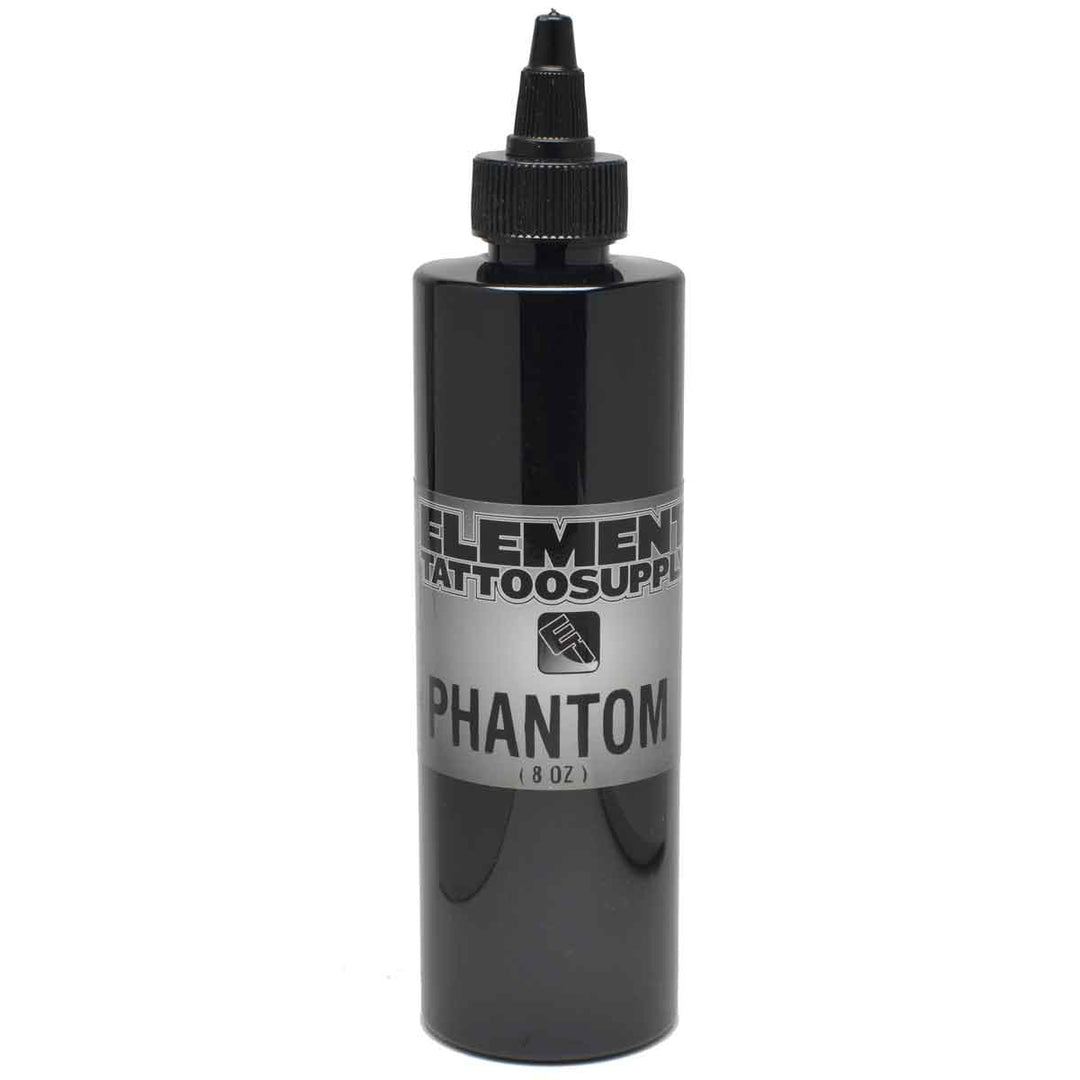 Phantom nighthawk black tattoo ink 8 ounce bottle with a twist top on a white background displaying the 8 ounce bottle black twist top with black bottle