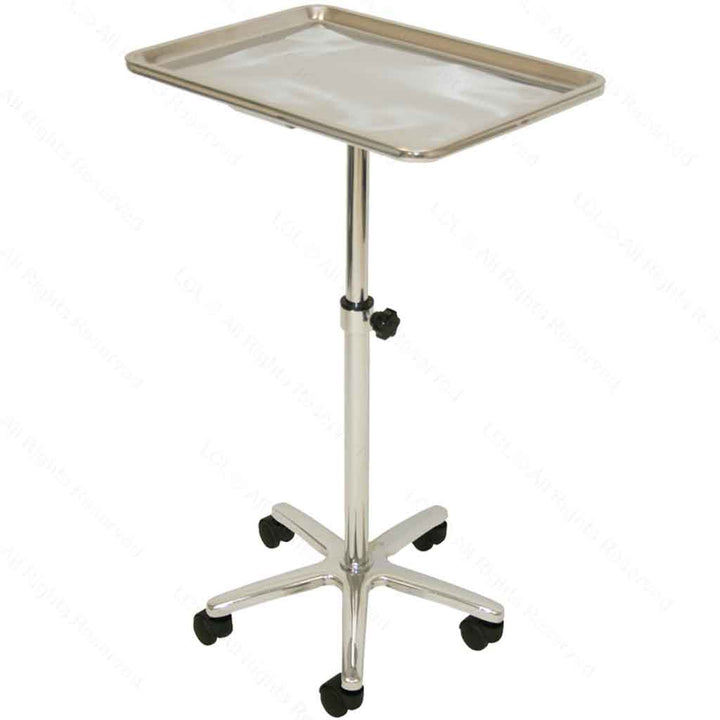 Extra Large Steel Single-Post Mayo Instrument Stand & Work Tray - Inkb
