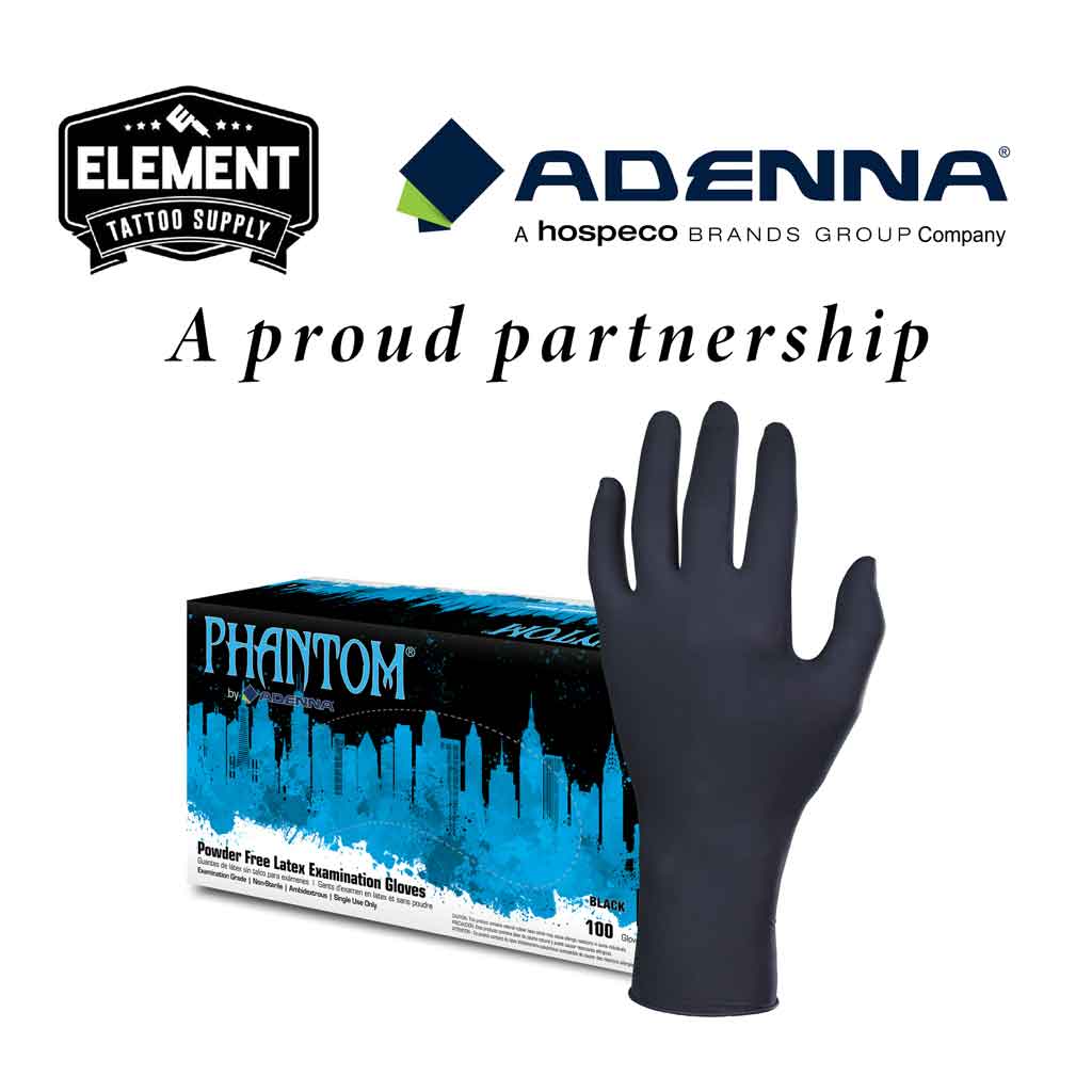 PHANTOM Black Latex Powder Free Exam Gloves, 6 mil Adenna