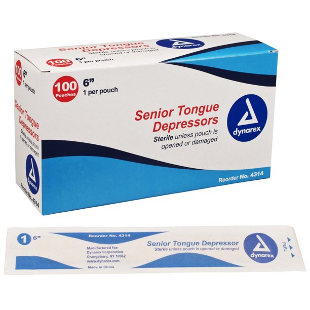 Tongue Depressors, Senior Sterile 100 ct Dynarex