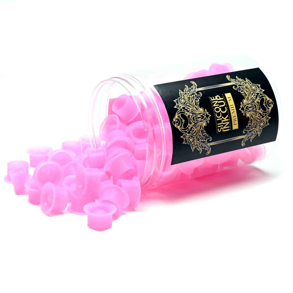 Silicone Tattoo Ink Cups, Pink #12 - 100pcs